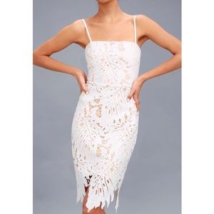 Lulu’s White Lace Bodycon Midi Dress